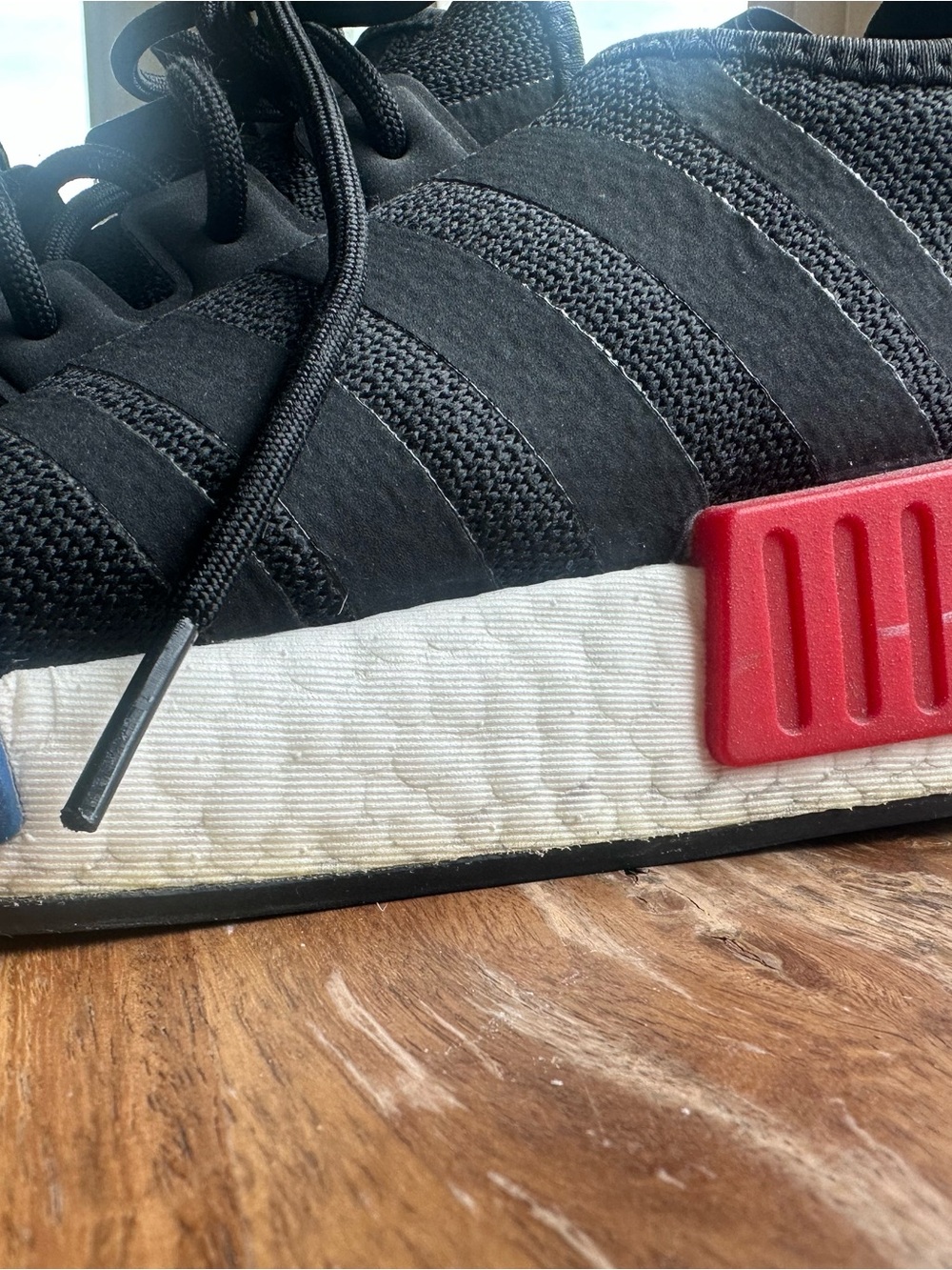 adidas Black Sneakers with Red & Blue Midsole Accents - Picture 8 of 9